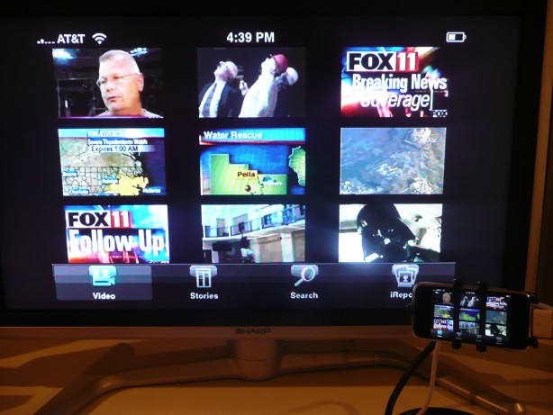 iPhone App Video Output iPhone app displaying its output on a TV